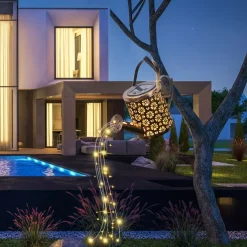 Outdoor Solar Watering Can Lights - Hanging Kettle Pathway Lantern, Waterproof Metal Retro Lamp for Garden, Yard & Flower Bed Garland Decor