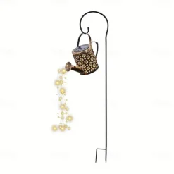 Outdoor Solar Watering Can Lights - Hanging Kettle Pathway Lantern, Waterproof Metal Retro Lamp for Garden, Yard & Flower Bed Garland Decor