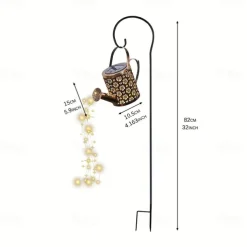 Outdoor Solar Watering Can Lights - Hanging Kettle Pathway Lantern, Waterproof Metal Retro Lamp for Garden, Yard & Flower Bed Garland Decor