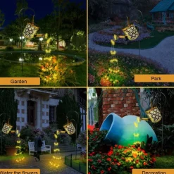 Outdoor Solar Watering Can Lights - Hanging Kettle Pathway Lantern, Waterproof Metal Retro Lamp for Garden, Yard & Flower Bed Garland Decor