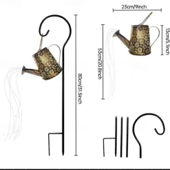 Outdoor Solar Watering Can Lights Hanging Kettle Lantern Light String Waterproof For Garden Yard Flower Bed Garland Decor Metal Retro Lamp