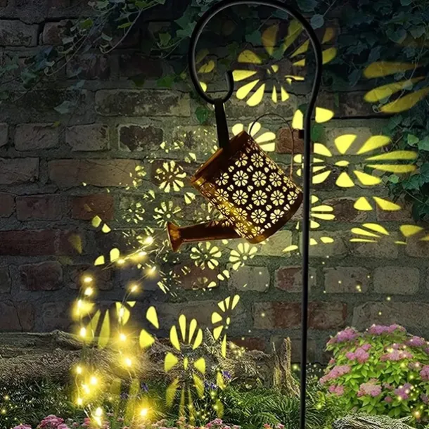 Outdoor Solar Watering Can Lights Hanging Kettle Lantern Light String Waterproof For Garden Yard Flower Bed Garland Decor Metal Retro Lamp