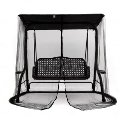 Outdoor Swing Chair Mosquito Net, Polyester Mesh Screen with Zipper Opening and Roof Waterproof Top Cloth, Patio Mesh Mosquito Netting