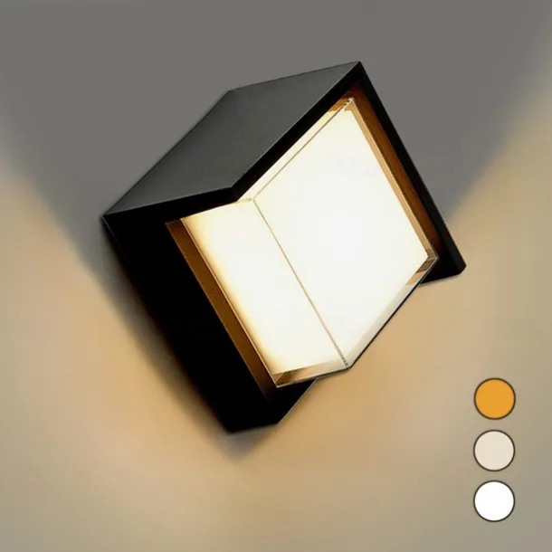 Outdoor Wall Lamp Porch Lamp 12W LED Matte Black Exterior Wall Lamp 3 Colors Can be Changed Suitable for Installing Wall Courtyard Lamp Garage Aisle Backyard Garden AC85-265V
