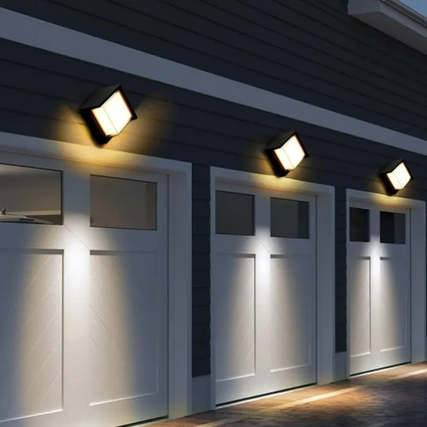 Outdoor Wall Lamp Porch Lamp 12W LED Matte Black Exterior Wall Lamp 3 Colors Can be Changed Suitable for Installing Wall Courtyard Lamp Garage Aisle Backyard Garden AC85-265V
