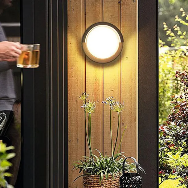 Outdoor Wall Lamp Porch Lamp 12W LED Matte Black Exterior Wall Lamp 3 Colors Can be Changed Suitable for Installing Wall Courtyard Lamp Garage Aisle Backyard Garden AC85-265V