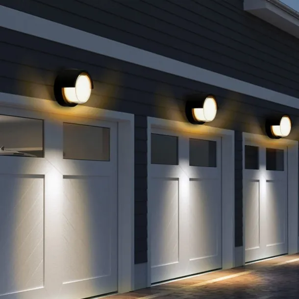 Outdoor Wall Lamp Porch Lamp 12W LED Matte Black Exterior Wall Lamp 3 Colors Can be Changed Suitable for Installing Wall Courtyard Lamp Garage Aisle Backyard Garden AC85-265V