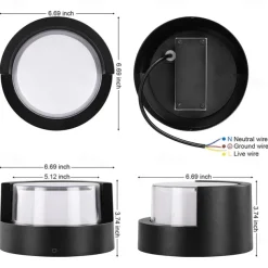 Outdoor Wall Lamp Porch Lamp 12W LED Matte Black Exterior Wall Lamp 3 Colors Can be Changed Suitable for Installing Wall Courtyard Lamp Garage Aisle Backyard Garden AC85-265V