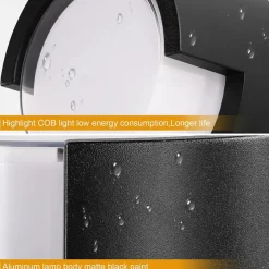 Outdoor Wall Lamp Porch Lamp 12W LED Matte Black Exterior Wall Lamp 3 Colors Can be Changed Suitable for Installing Wall Courtyard Lamp Garage Aisle Backyard Garden AC85-265V