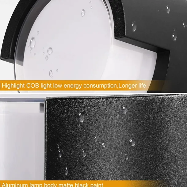 Outdoor Wall Lamp Porch Lamp 12W LED Matte Black Exterior Wall Lamp 3 Colors Can be Changed Suitable for Installing Wall Courtyard Lamp Garage Aisle Backyard Garden AC85-265V