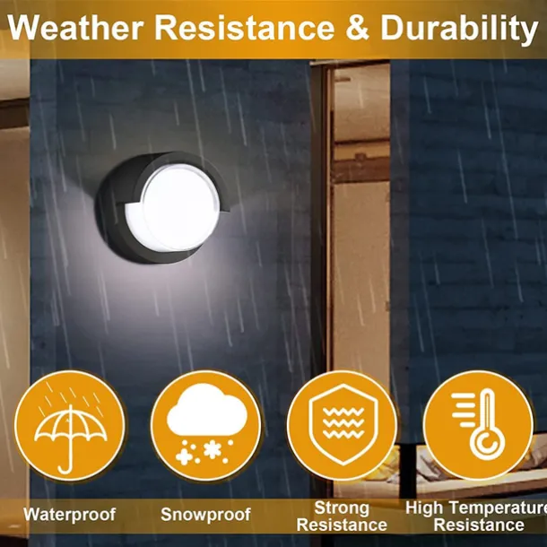 Outdoor Wall Lamp Porch Lamp 12W LED Matte Black Exterior Wall Lamp 3 Colors Can be Changed Suitable for Installing Wall Courtyard Lamp Garage Aisle Backyard Garden AC85-265V