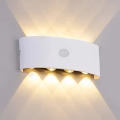 Outdoor Wall Light LED Motion Sensor Wall Sconce Light 8W Up Down Aluminium Modern Indoor Wall Lamps for Living Room Bedroom Corridor Hallway