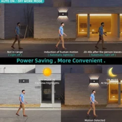 Outdoor Wall Light LED Motion Sensor Wall Sconce Light 8W Up Down Aluminium Modern Indoor Wall Lamps for Living Room Bedroom Corridor Hallway