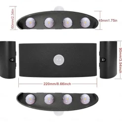 Outdoor Wall Light LED Motion Sensor Wall Sconce Light 8W Up Down Aluminium Modern Indoor Wall Lamps for Living Room Bedroom Corridor Hallway