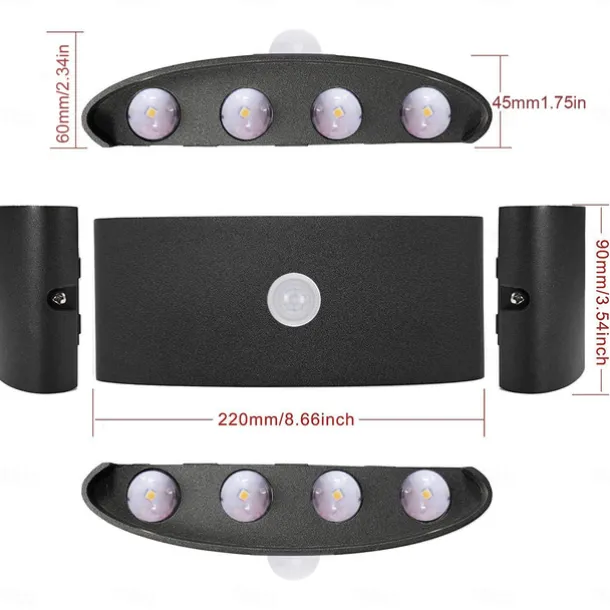 Outdoor Wall Light LED Motion Sensor Wall Sconce Light 8W Up Down Aluminium Modern Indoor Wall Lamps for Living Room Bedroom Corridor Hallway