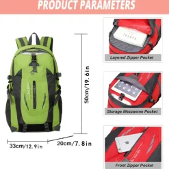 Outdoor Waterproof Nylon Backpack for Hiking, Travel, and School - Durable and Spacious for Students, Back to School