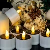 Outdoor Waterproof Solar Candles Light Dusk to Dawn Outdoor Garden Lighting Reusable LED Tea Light Candles for Lantern Garden Camping and Home Decor Lamp
