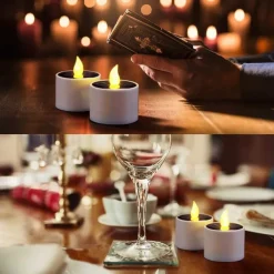 Outdoor Waterproof Solar Candles Light Dusk to Dawn Outdoor Garden Lighting Reusable LED Tea Light Candles for Lantern Garden Camping and Home Decor Lamp
