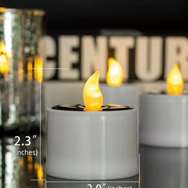Outdoor Waterproof Solar Candles Light Dusk to Dawn Outdoor Garden Lighting Reusable LED Tea Light Candles for Lantern Garden Camping and Home Decor Lamp