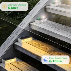 Outdoor Waterproof Solar Wall Lamp - Warm White & White Light 5 LEDs for Balcony, Steps, Deck, Porch and Fence Lighting 1pc