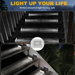 Outdoor Waterproof Solar Wall Lamp - Warm White & White Light 5 LEDs for Balcony, Steps, Deck, Porch and Fence Lighting 1pc