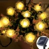 Outdoor Waterproof Solar Rose String Lights 12m-100LEDs 7m-50LEDs 6.5m-30LEDs Valentine's Day Wedding Party Outdoor Garden Decoration