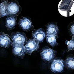 Outdoor Waterproof Solar Rose String Lights 12m-100LEDs 7m-50LEDs 6.5m-30LEDs Valentine's Day Wedding Party Outdoor Garden Decoration