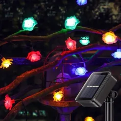 Outdoor Waterproof Solar Rose String Lights 12m-100LEDs 7m-50LEDs 6.5m-30LEDs Valentine's Day Wedding Party Outdoor Garden Decoration