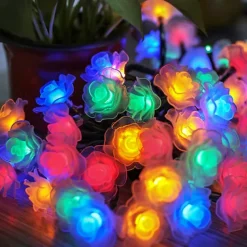 Outdoor Waterproof Solar Rose String Lights 12m-100LEDs 7m-50LEDs 6.5m-30LEDs Valentine's Day Wedding Party Outdoor Garden Decoration