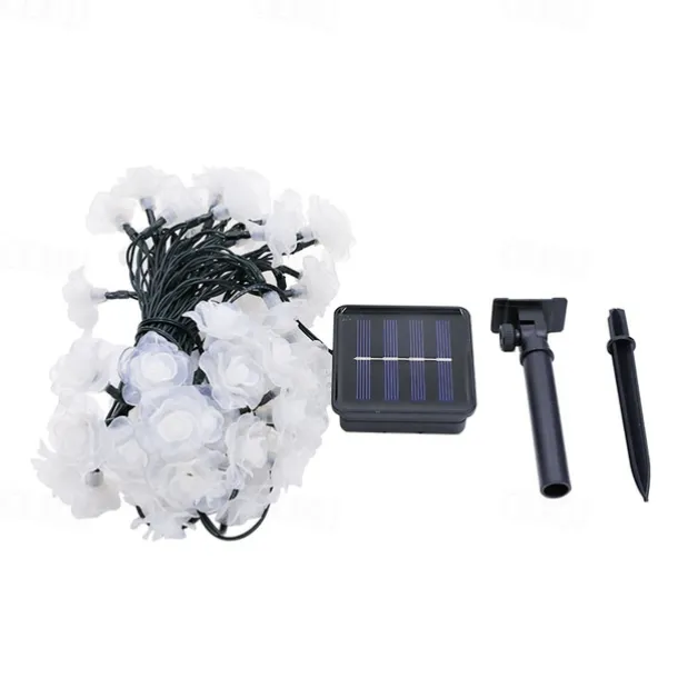 Outdoor Waterproof Solar Rose String Lights 12m-100LEDs 7m-50LEDs 6.5m-30LEDs Valentine's Day Wedding Party Outdoor Garden Decoration