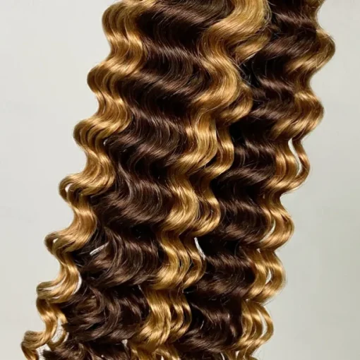P4/27# Bulk Hair Human Hair Extension Deep Wave 1 Bundle Human Hair 12-28 Inch