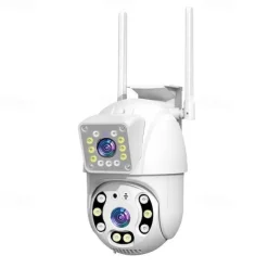 1080P Dual Lens Outdoor Security Camera CCTV Surveillance Camera PTZ Camera 2.4GHz Wireless WiFi Camera Motion Detection Night Vision Auto Tracking Camera IP66 Waterproof