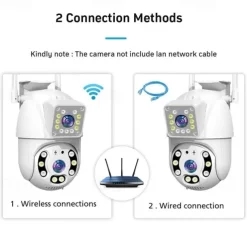 1080P Dual Lens Outdoor Security Camera CCTV Surveillance Camera PTZ Camera 2.4GHz Wireless WiFi Camera Motion Detection Night Vision Auto Tracking Camera IP66 Waterproof