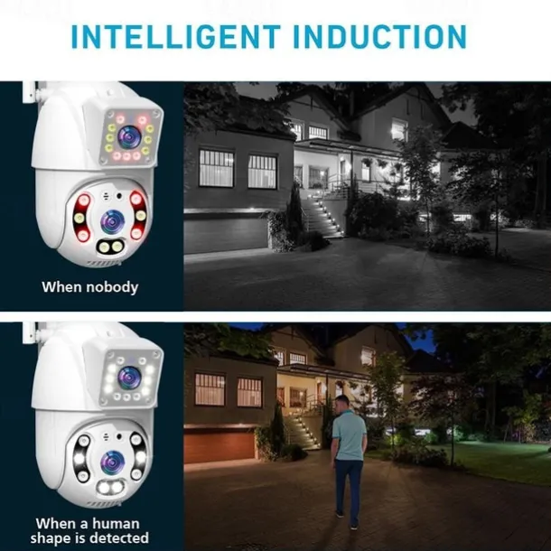 1080P Dual Lens Outdoor Security Camera CCTV Surveillance Camera PTZ Camera 2.4GHz Wireless WiFi Camera Motion Detection Night Vision Auto Tracking Camera IP66 Waterproof