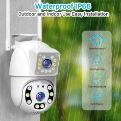 1080P Dual Lens Outdoor Security Camera CCTV Surveillance Camera PTZ Camera 2.4GHz Wireless WiFi Camera Motion Detection Night Vision Auto Tracking Camera IP66 Waterproof