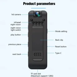 1080P Full HD Mini Camera Infrared Night Vision with LED Screen Small Bodycam Smart Security Sports DV Camcorder Car DV