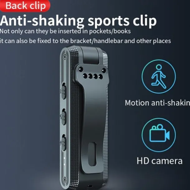 1080P HD Video Recorder Mini Hidden Camera Clip IR Night Cam Back Clip Body DV RDV DVR Video Surveillance Camcorder Loop Recording