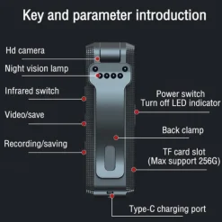 1080P HD Video Recorder Mini Hidden Camera Clip IR Night Cam Back Clip Body DV RDV DVR Video Surveillance Camcorder Loop Recording