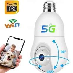 1080P HD Wireless WiFi Bulb Camera 2MP Light Socket IP Camera for Home Security Recording Indoor&Outdoor Two Way Audio PTZ Camera Baby Monitor with Night Vision Motion Tracking Auto Tracking