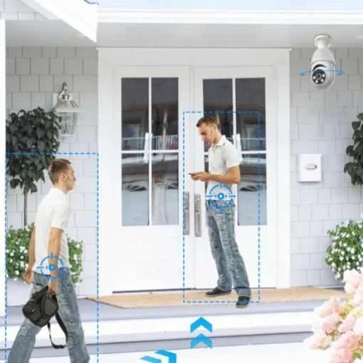 1080P Light Bulb Security Camera with Motion Detection and Alarm 2.4GHz WiFi Only Two-Way Talk Color Night Vision Human Detection for Indoor/Outdoor Home Security (with LED Bulb)