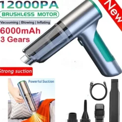 12000PA New Powerful Wireless Car Vacuum Cleaner Multifunctional Strong Suction 3 Gear Adjustment Mini Portable Strong Robot Cleaner Home Car Dual Use Vacuum Cleaner Keyboard Cleaning Tool