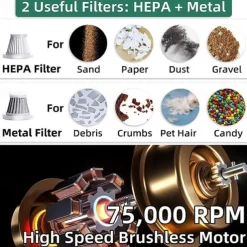 12000PA New Powerful Wireless Car Vacuum Cleaner Multifunctional Strong Suction 3 Gear Adjustment Mini Portable Strong Robot Cleaner Home Car Dual Use Vacuum Cleaner Keyboard Cleaning Tool