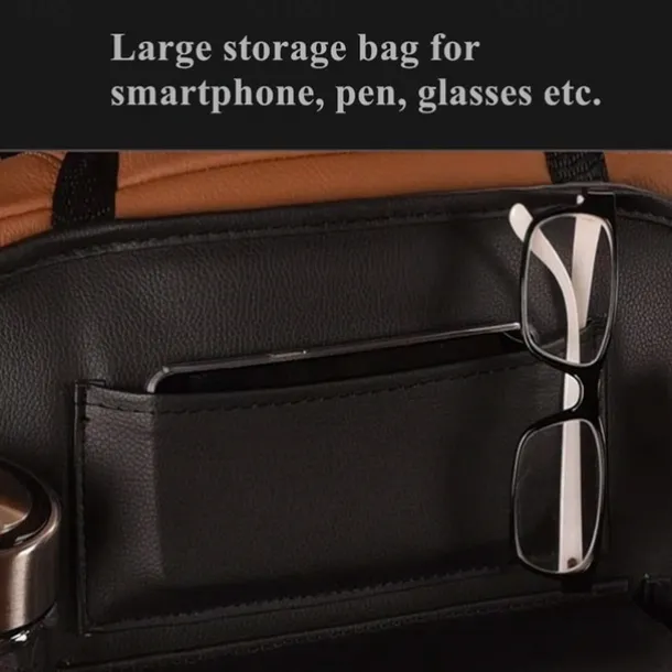 2Pack Car Seat Back Organizer PU Leather Car Seat Protector Travel Accessories Car Organizer Seat Protector Kick mats Back seat Protector and Cup Holder Travel Accessories