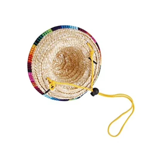 2pack handcrafted pet straw hat with adjustable chin strap, lovely sun hat funny mexican party costume party photo prop dog sombrero hat for dog/puppy/cat/kitty