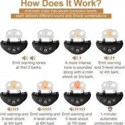 Pack of 3 Dog Bark Collar Barking Training Collar Waterproof & Rechargeable Automatic Shock Control Prong Collar with Beep & Shock for Small Medium Large Dogs