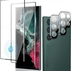 [2+2Pack] Screen Protector + Camera Lens Protector For Samsung Galaxy S25 Ultra S25 Ultra Plus S24 Ultra Plus S23 S22 S21 S20 Plus Ultra S10 Tempered Glass 9H Hardness Anti Bubbles Anti-Fingerprint