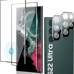 [2+2Pack] Screen Protector + Camera Lens Protector For Samsung Galaxy S25 Ultra S25 Ultra Plus S24 Ultra Plus S23 S22 S21 S20 Plus Ultra S10 Tempered Glass 9H Hardness Anti Bubbles Anti-Fingerprint