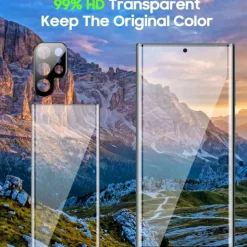 [2+2Pack] Screen Protector + Camera Lens Protector For Samsung Galaxy S25 Ultra S25 Ultra Plus S24 Ultra Plus S23 S22 S21 S20 Plus Ultra S10 Tempered Glass 9H Hardness Anti Bubbles Anti-Fingerprint
