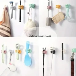 1-Pack Silicone Toothbrush Holders - Multi-Function Waterproof Self-Adhesive Wall Hooks for Bathroom, Kitchen, Living Room, and Office