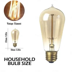 6-Pack 40W Edison Light Bulbs ST58 Filament Vintage Bulb Antique Style Incandescent Light Bulbs - AC220/110V E26/E27 Base -Clear Glass- Tear Drop Top Lamp for Chandeliers Wall Sconces Pendant Lighting